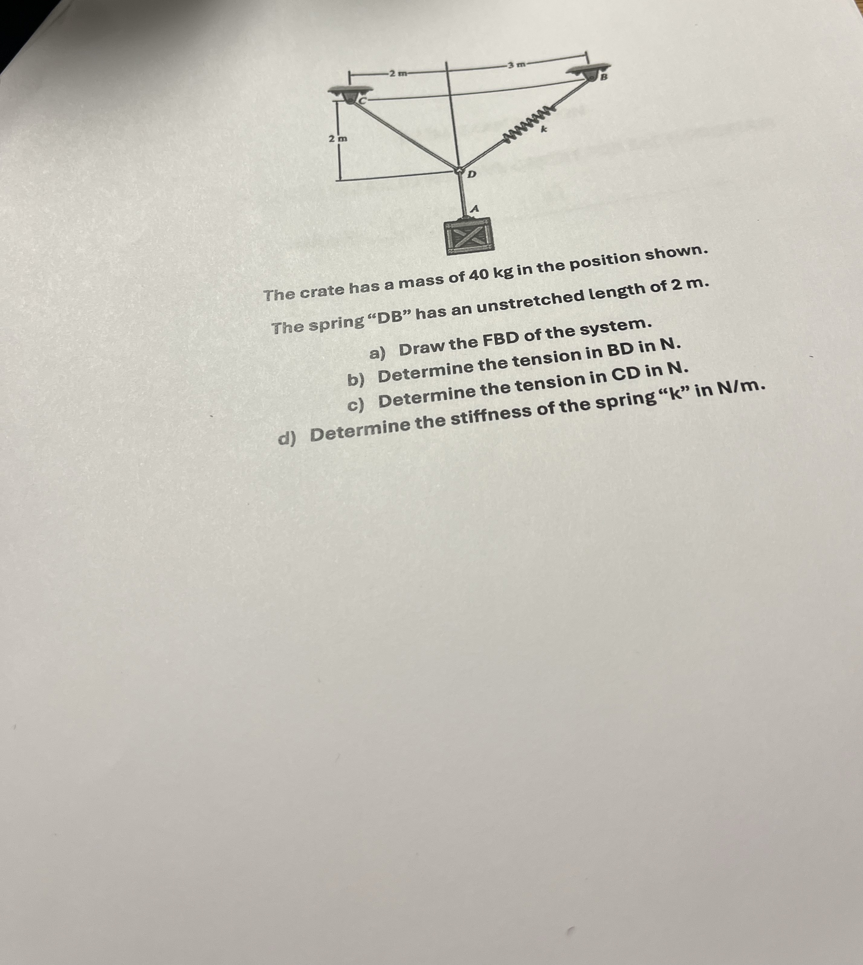 The crate has a mass of 4 0 kg iri.... shown. The