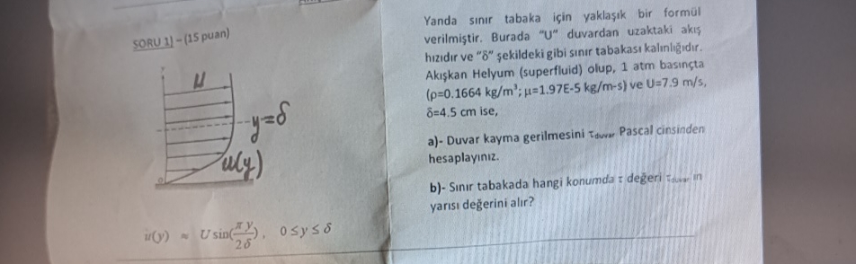 SORU 1 ) - ( 1 5 puan ) u ( y ) ~~Usin ( y 2 ) ,