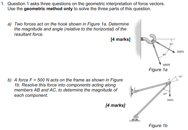 Question 1 asks three questions on the geometric