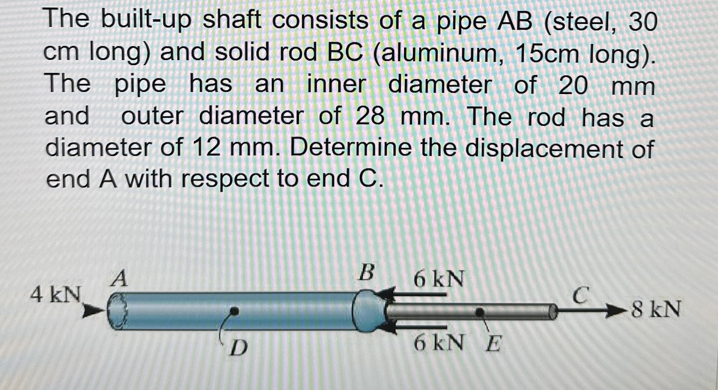 The built - up shaft consists of a pipe AB (