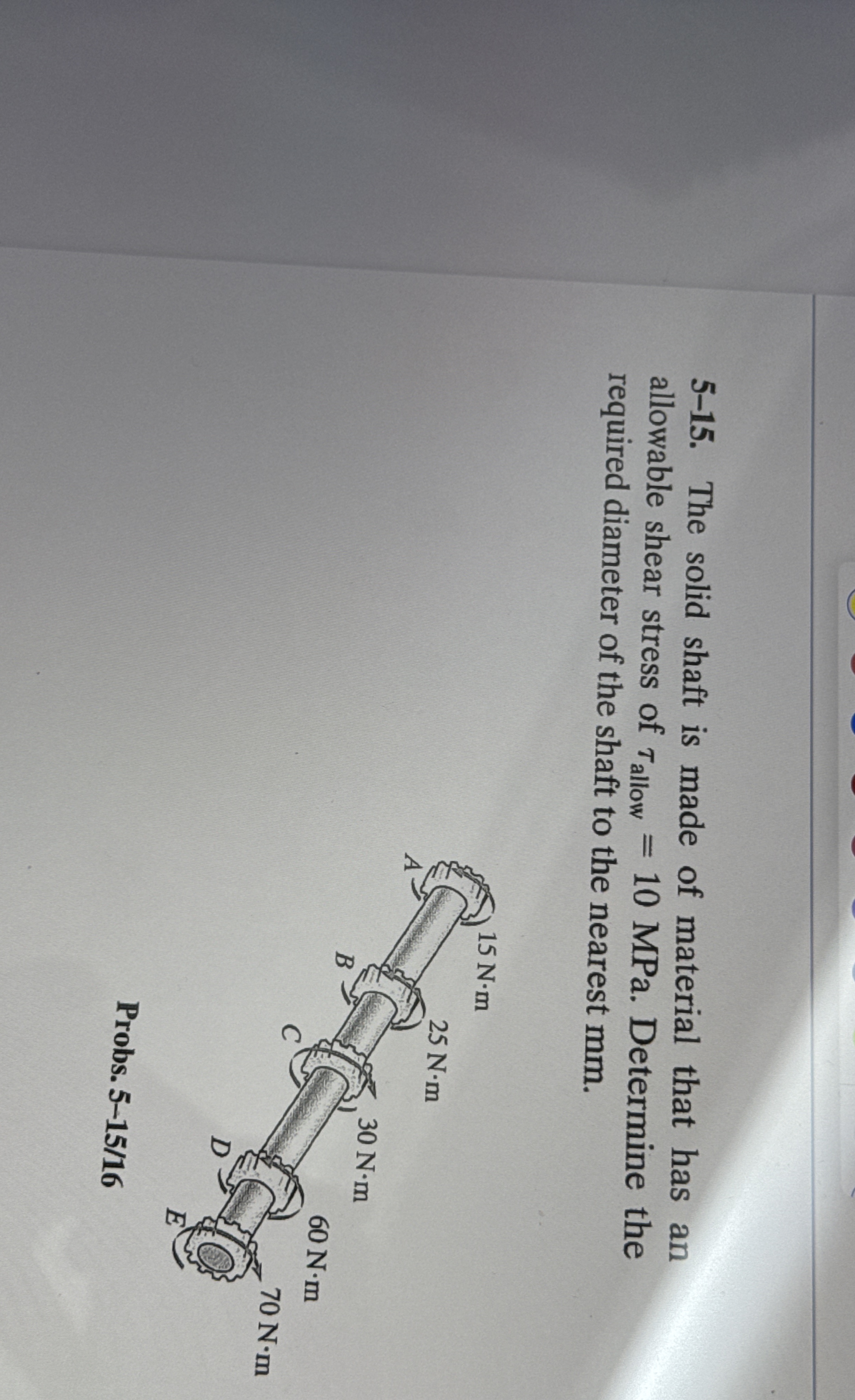 5 - 1 5 . The solid shaft is made of material