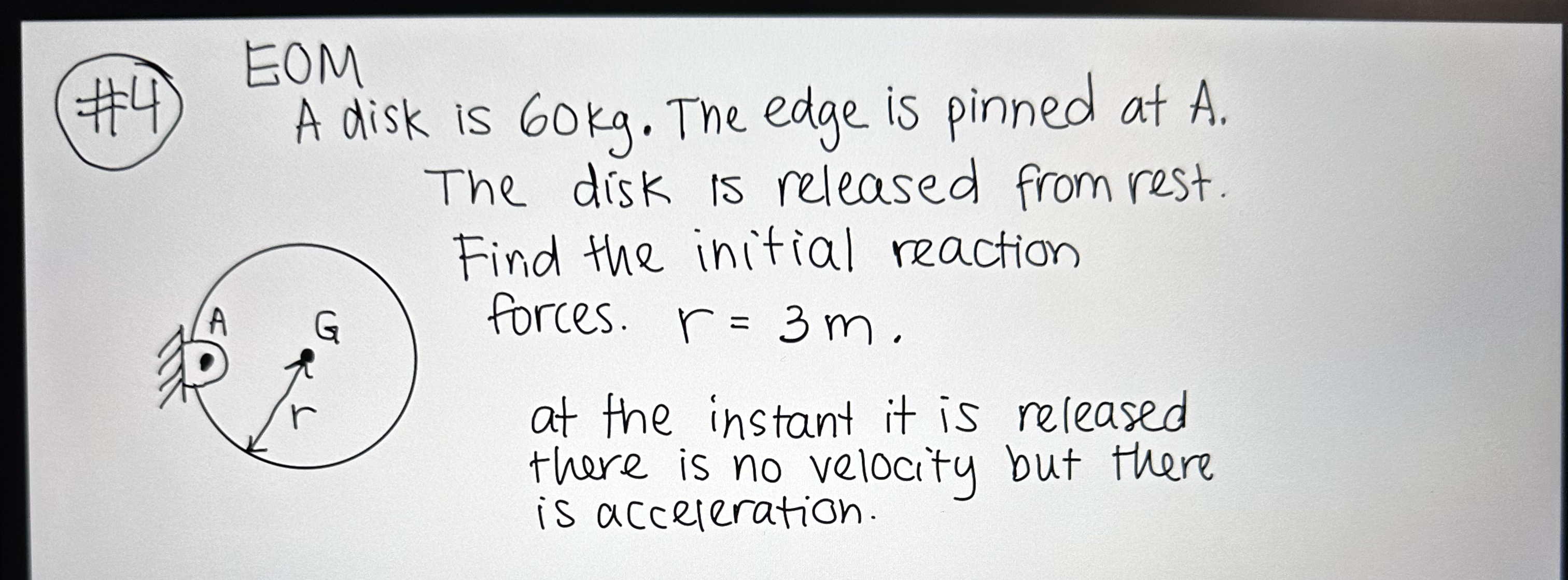 ( # 4 ) EOM A disk is 6 0 kg . The edge is pinned