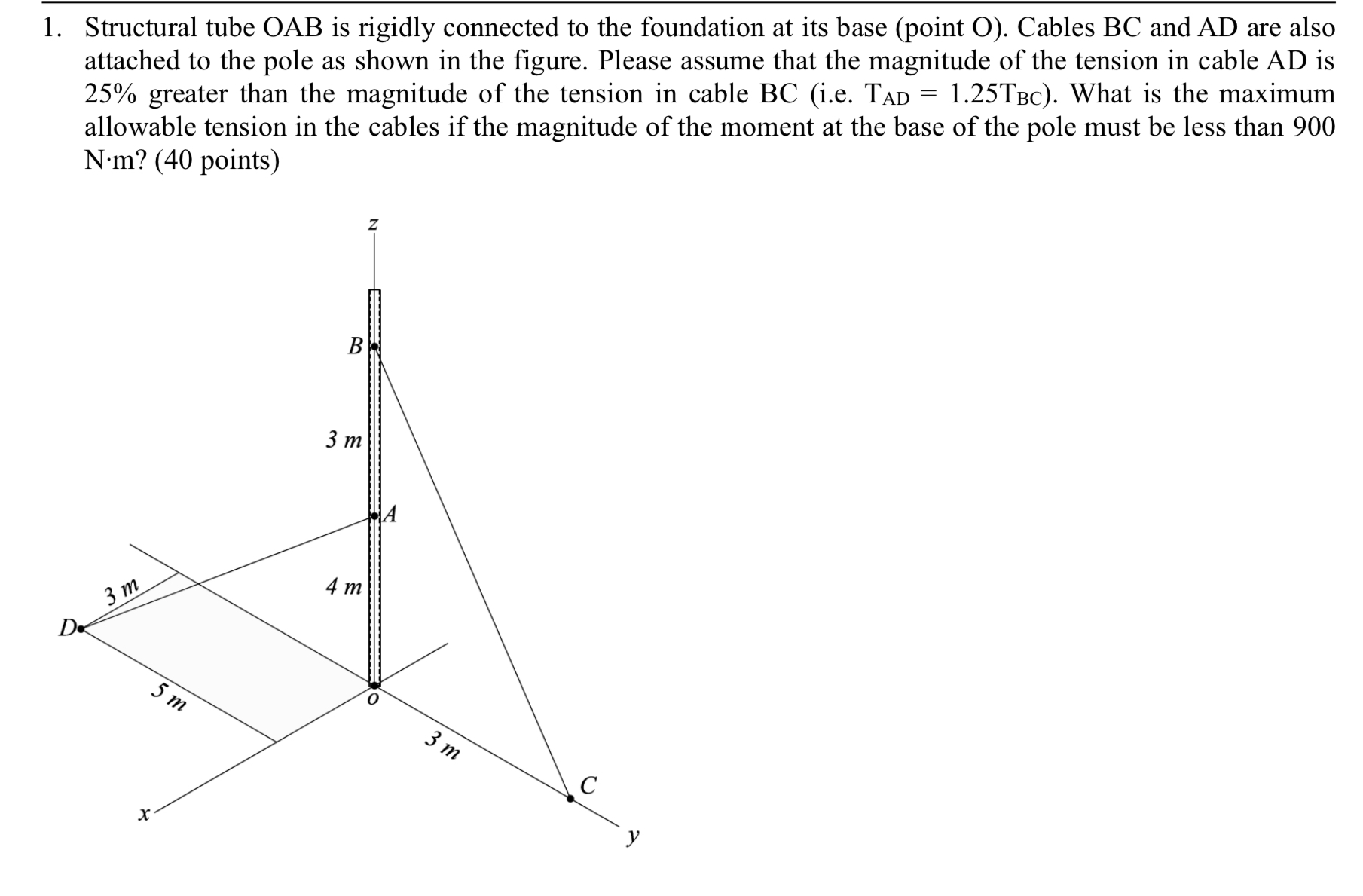1 . Structural tube OAB is rigidly connected to