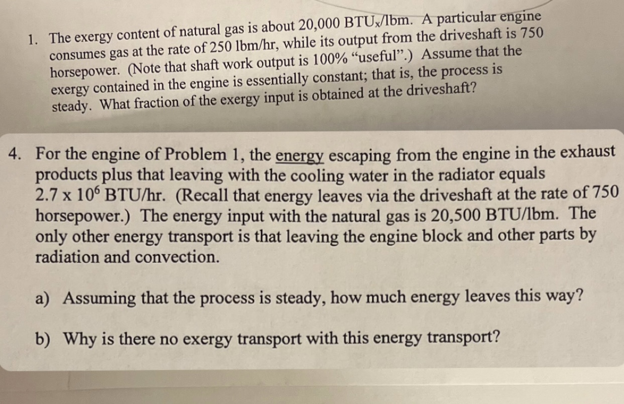 The exergy content of natural gas is about 2 0 ,