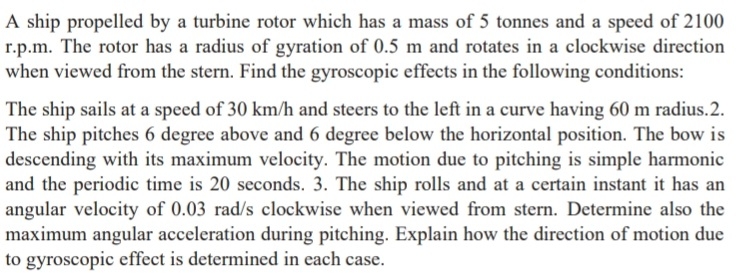 A ship propelled by a turbine rotor which has a
