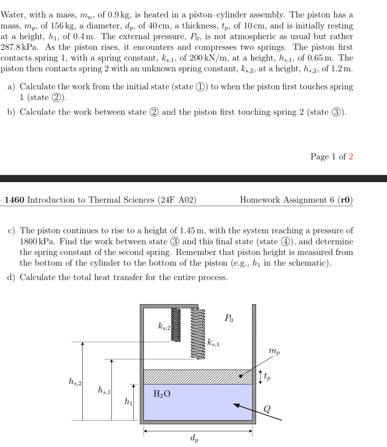 Water, with a mass, m w , of 0 . 9 kg , is heated