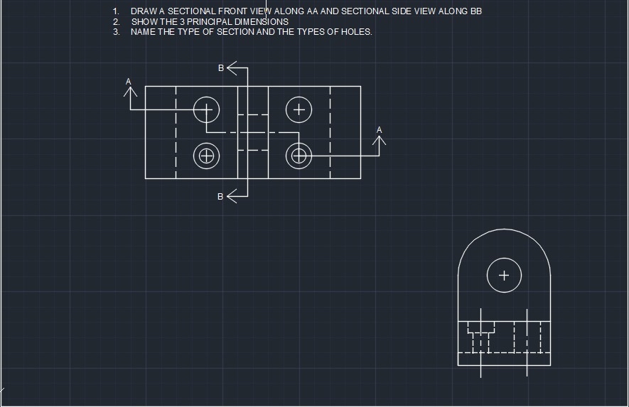 1 - DRAW A SECTIONAL FRONT VIEW ALONG AA AND