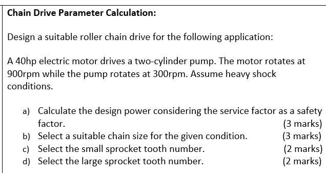 Chain Drive Parameter Calculation: Design a