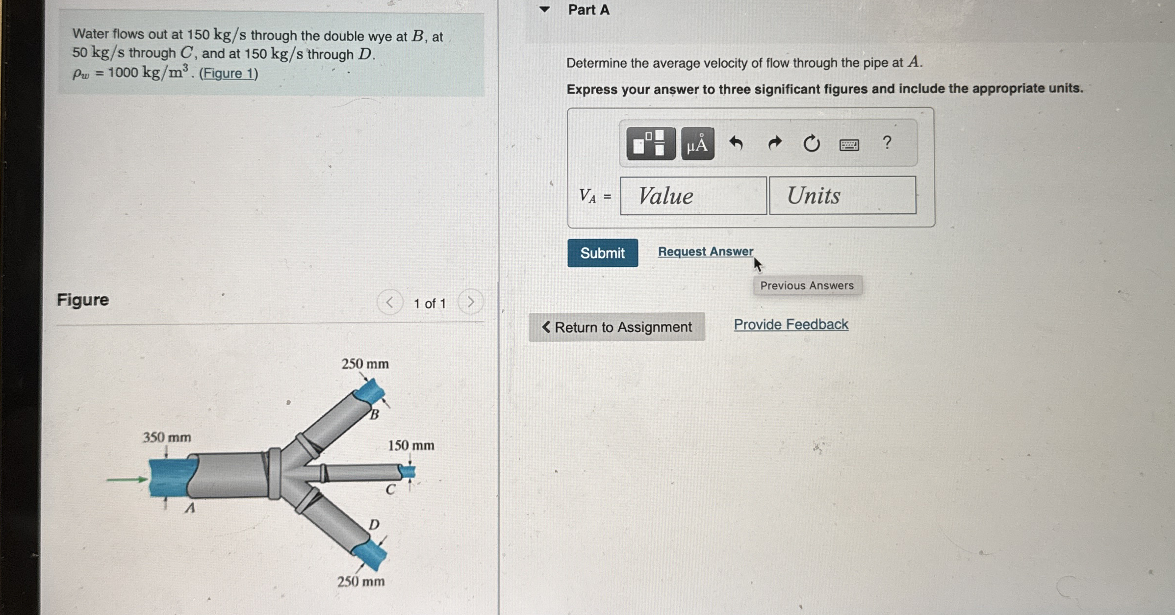Water flows out at 1 5 0 k g s through the double