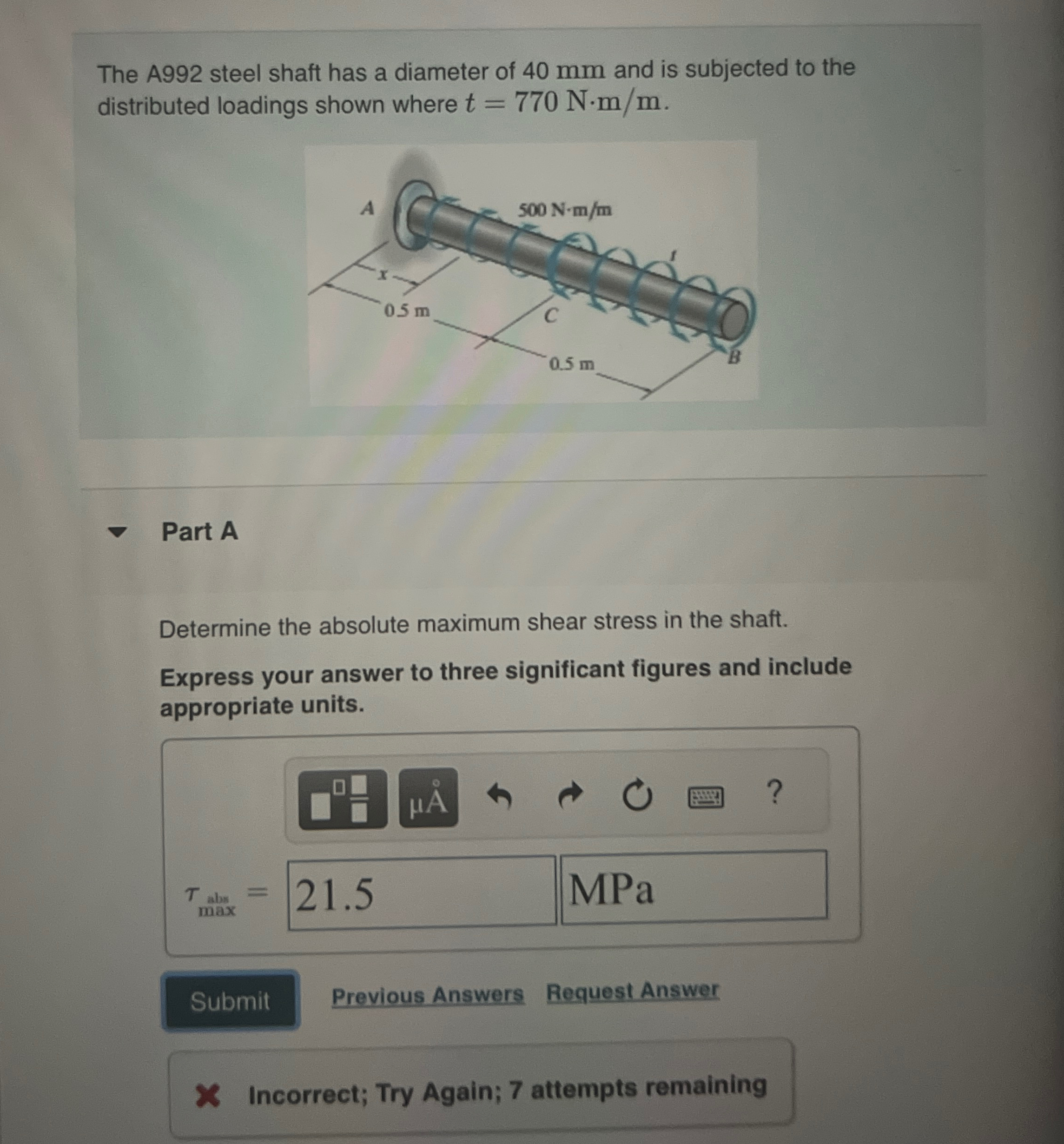 The A 9 9 2 steel shaft has a diameter of 4 0 mm