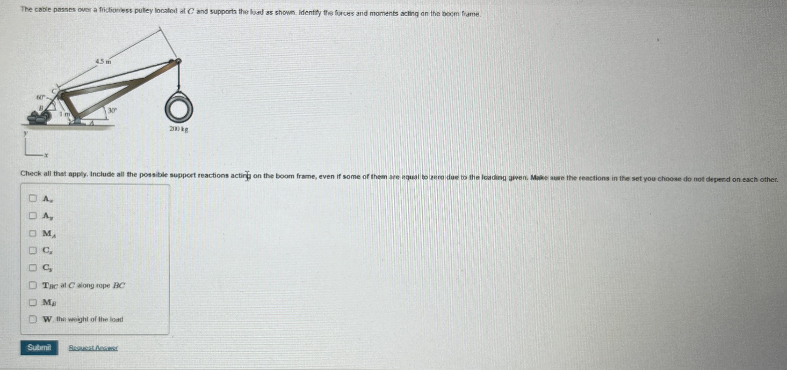 The cable passes over a frictionless pulley