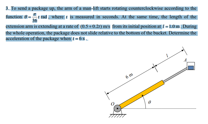 To send a package up , the arm of a man - lift