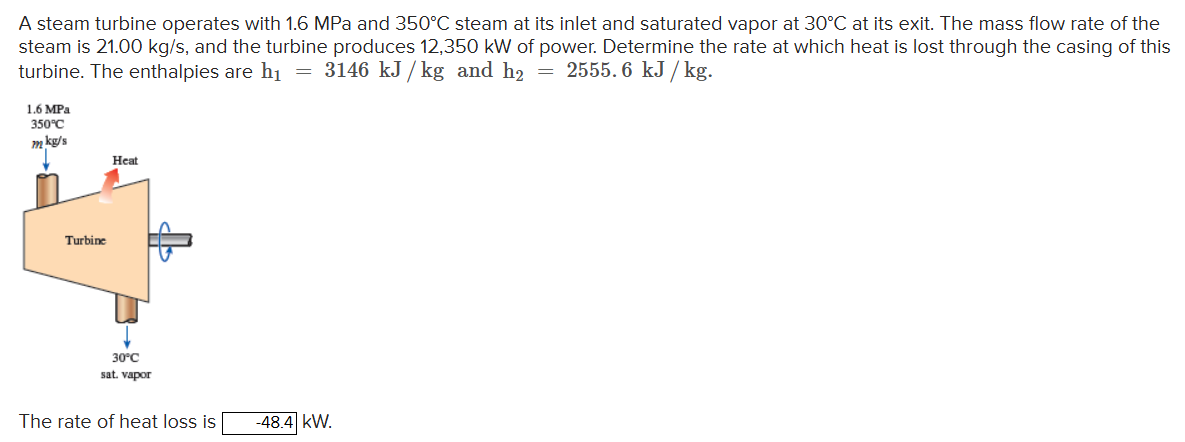 A steam turbine operates with 1 . 6 MPa and 3 5 0