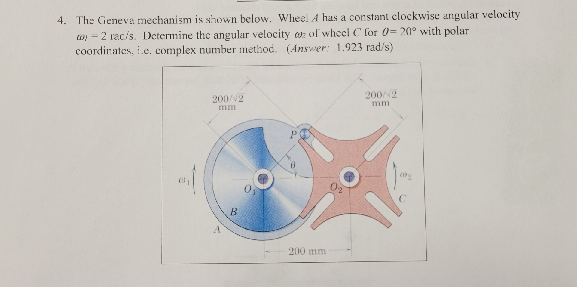 The Geneva mechanism is shown below. Wheel A has