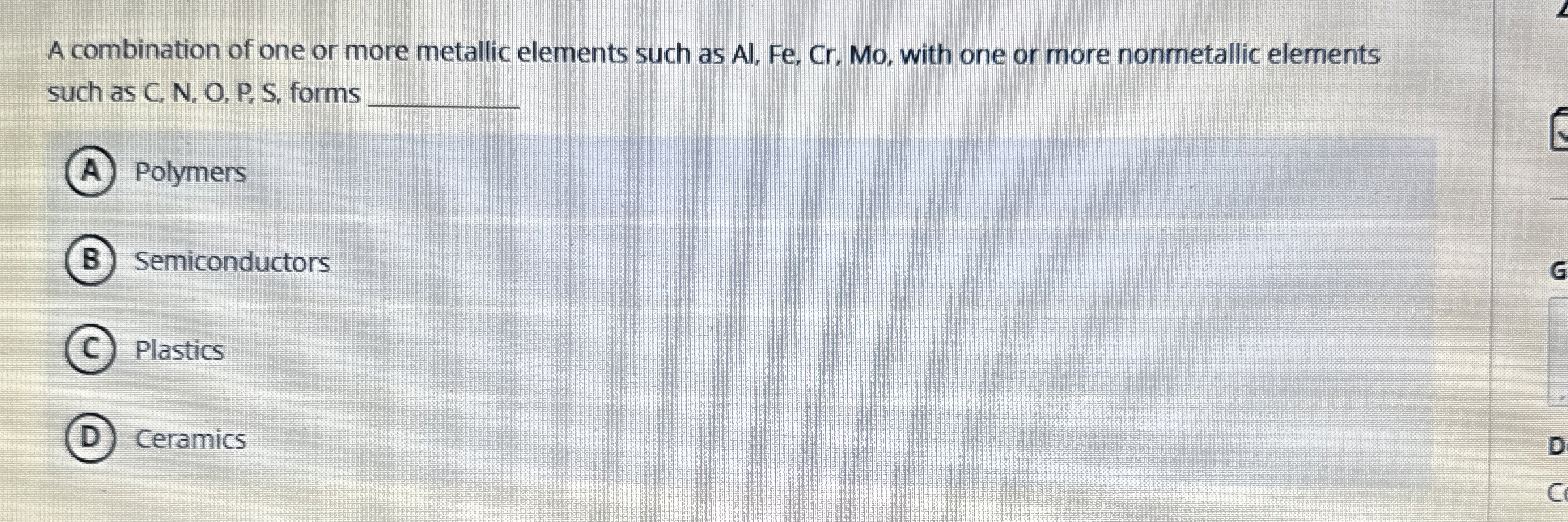 A combination of one or more metallic elements