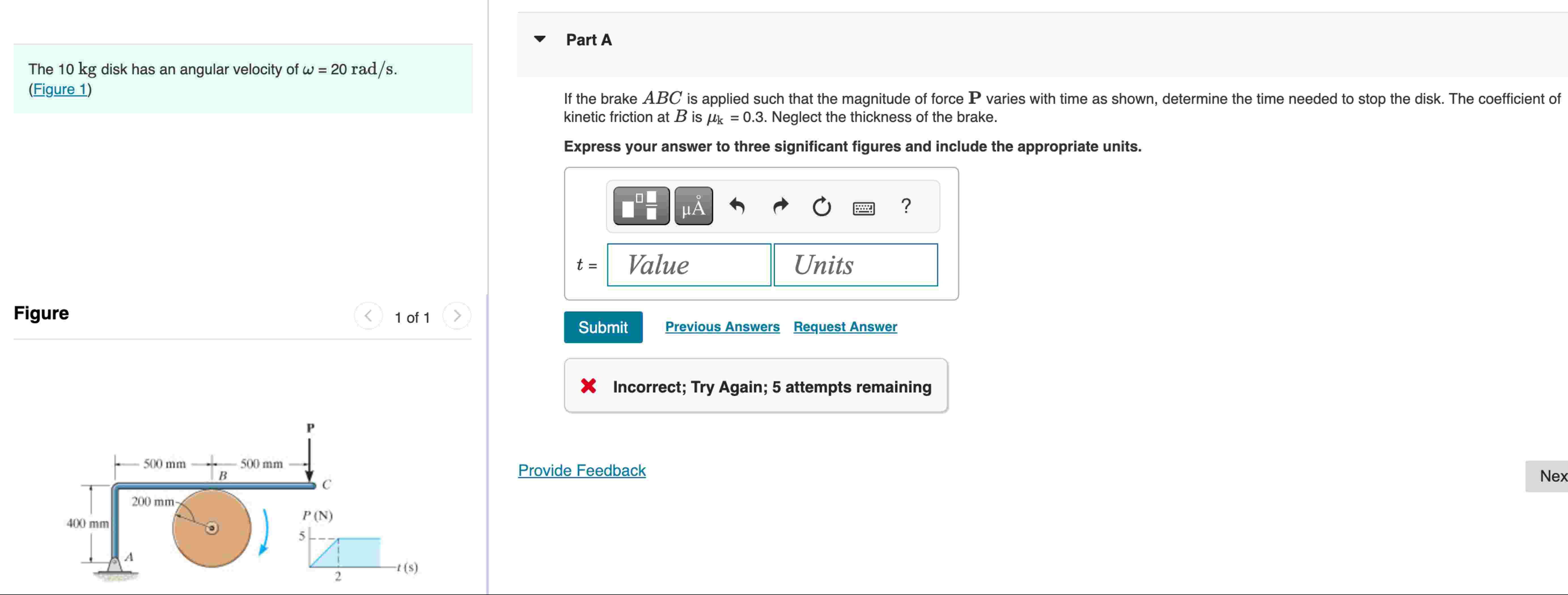 The 1 0 kg disk has an angular velocity of \ ( \