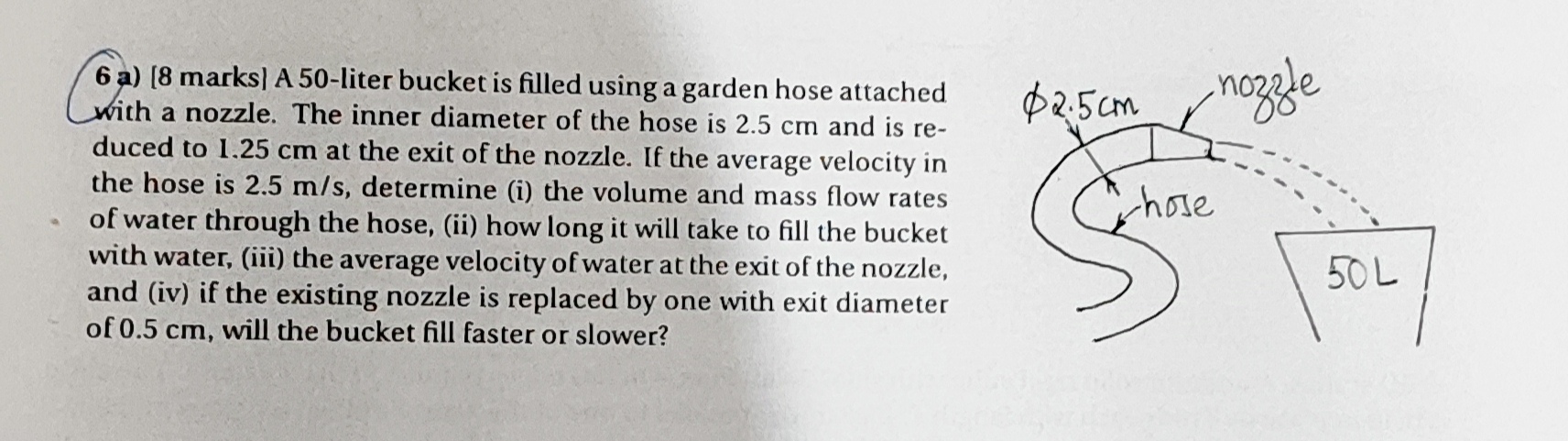 6 a ) [ 8 marks A 5 0 - liter bucket is filled