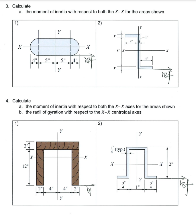 Calculate a . the moment of inertia with respect
