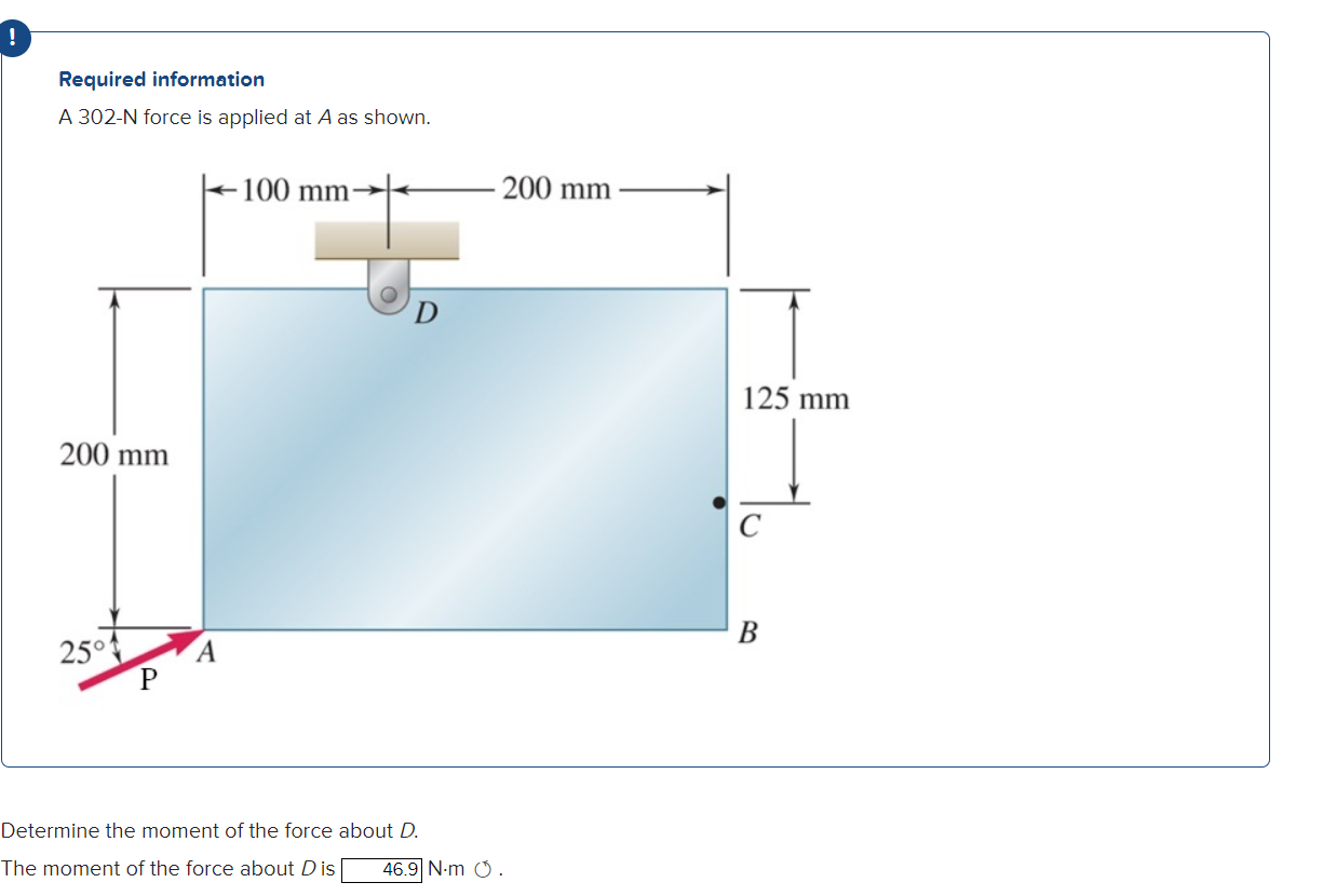 Required information A 3 0 2 - N force is applied