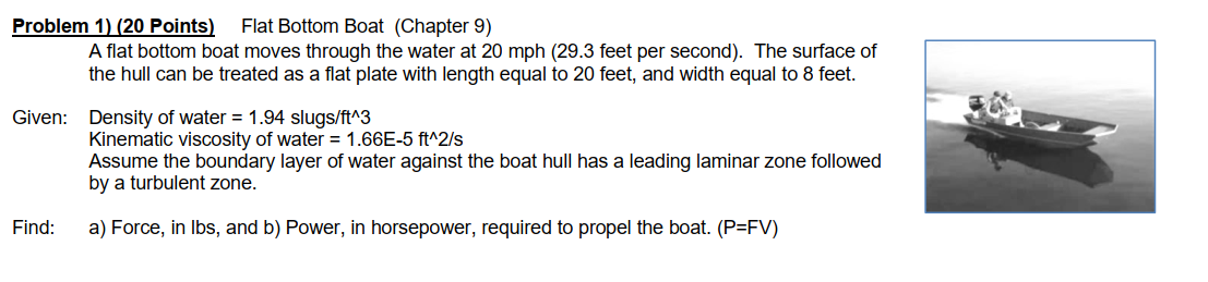 Problem 1 ) ( 2 0 Points ) Flat Bottom Boat (