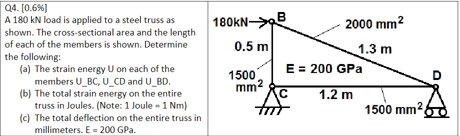 Q 4 . [ 0 . 6 \ % ] A 1 8 0 kN load is applied to