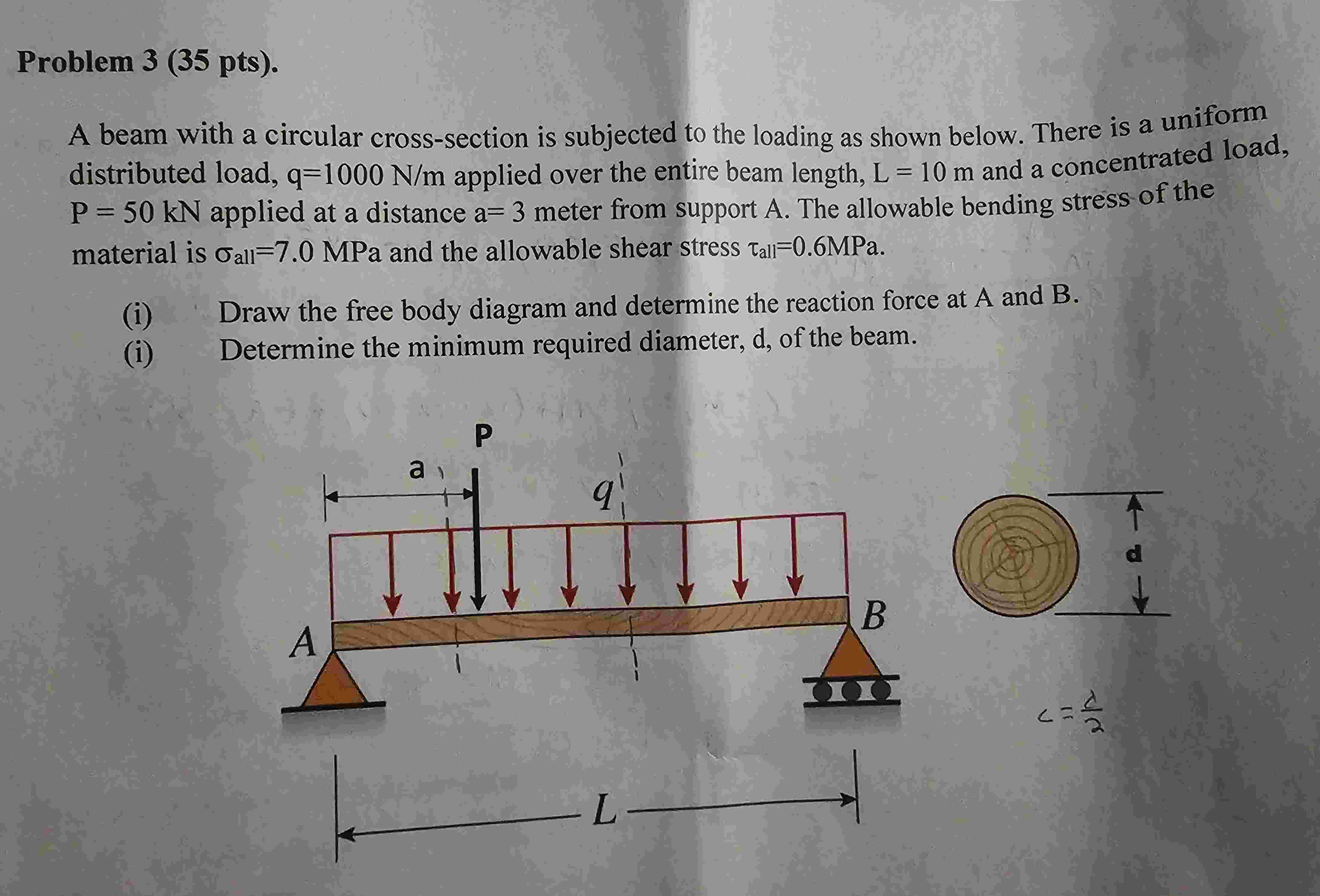 Problem 3 . A beam with a circular cross -