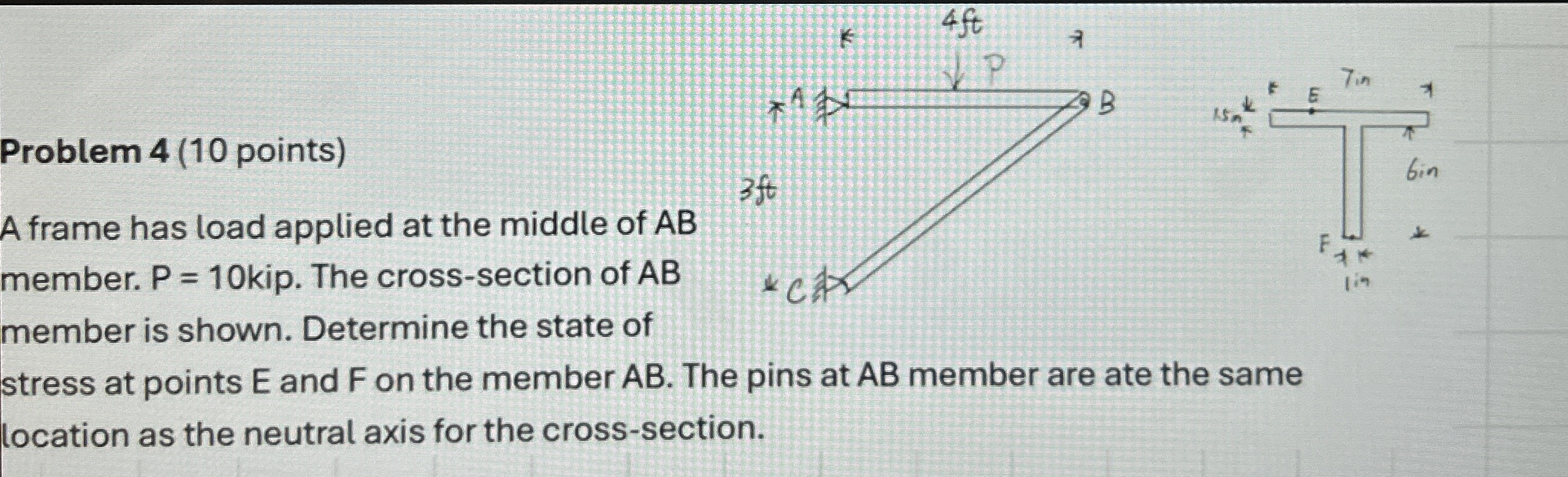 Problem 4 ( 1 0 points ) A frame has load applied
