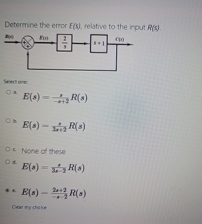 Determine the error E ( s ) , relative to the