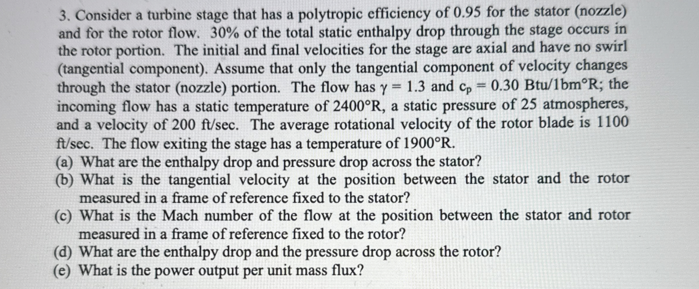 Consider a turbine stage that has a polytropic
