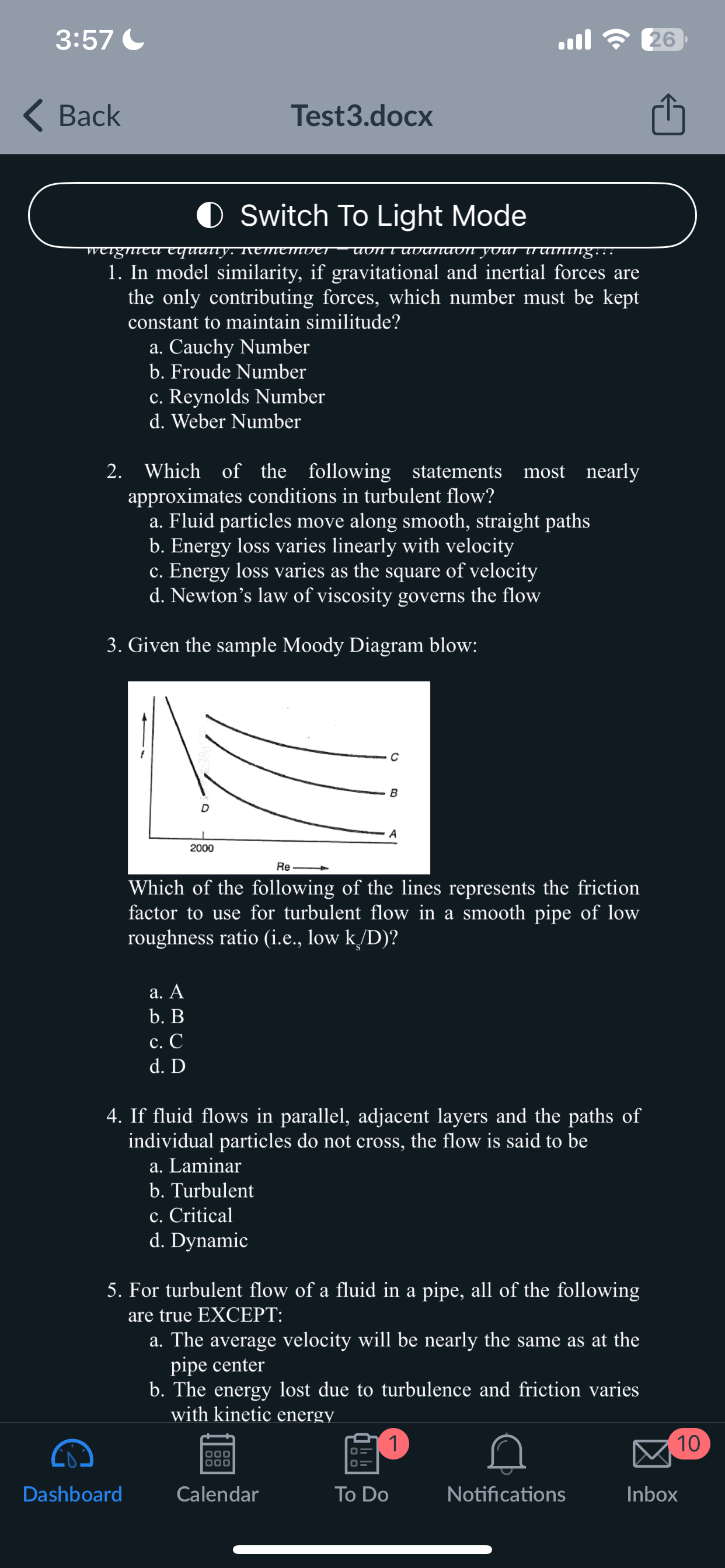 3 : 5 7 Test 3 . docx 2 6 Back . ull Switch To