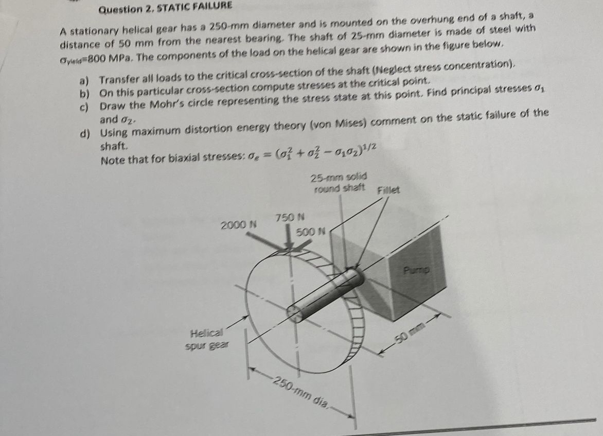 Question 2 . STATIC FAILURE A stationary helical