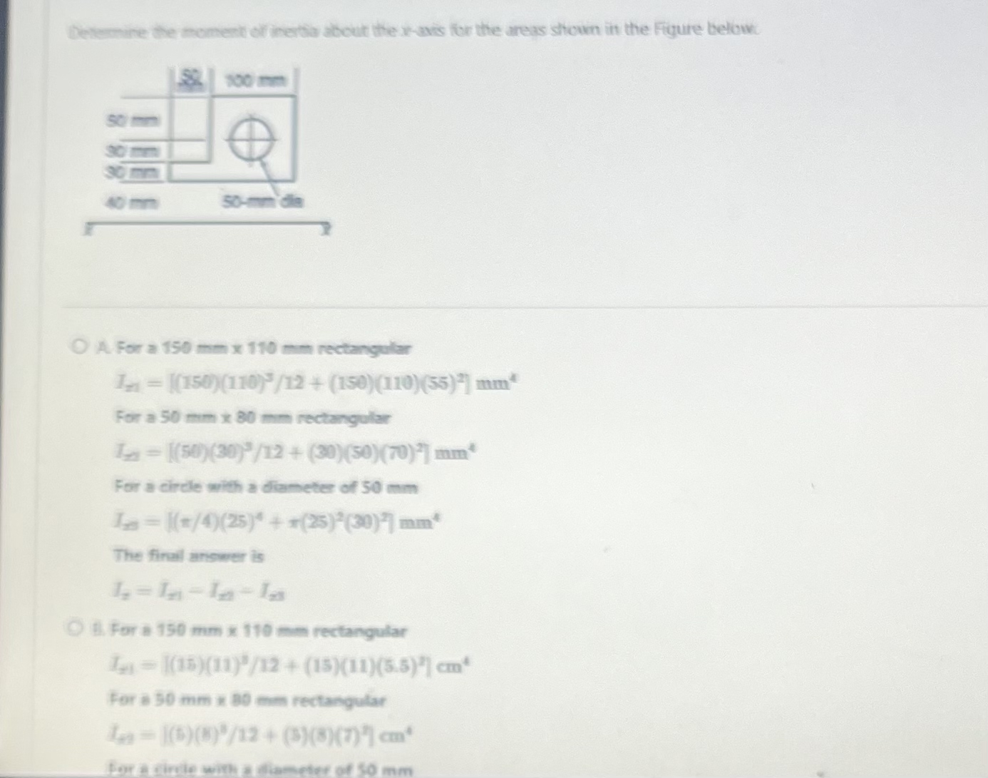 betemine the moment of inertia abcut the x - avis