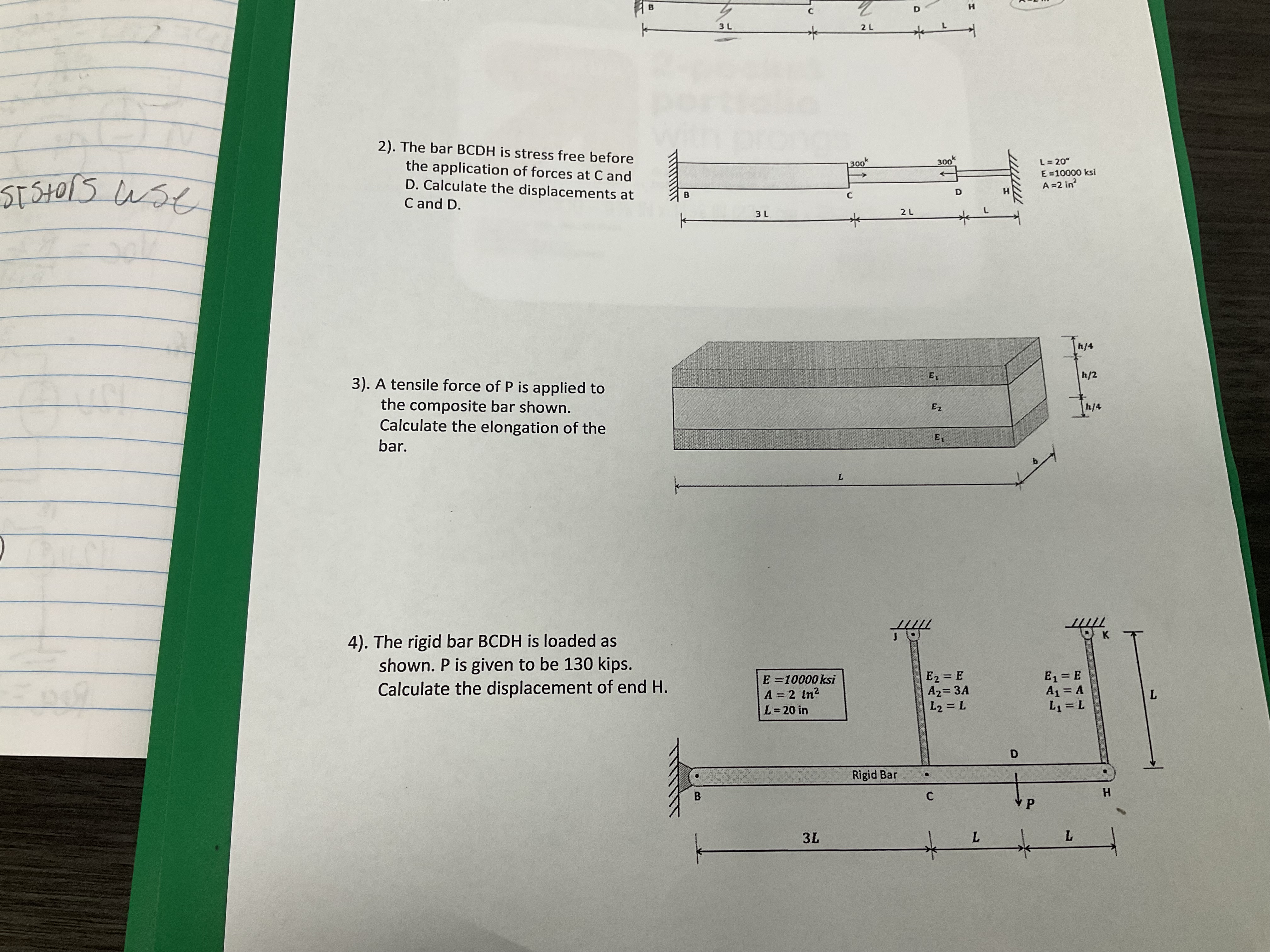 . The bar BCDH is stress free before the