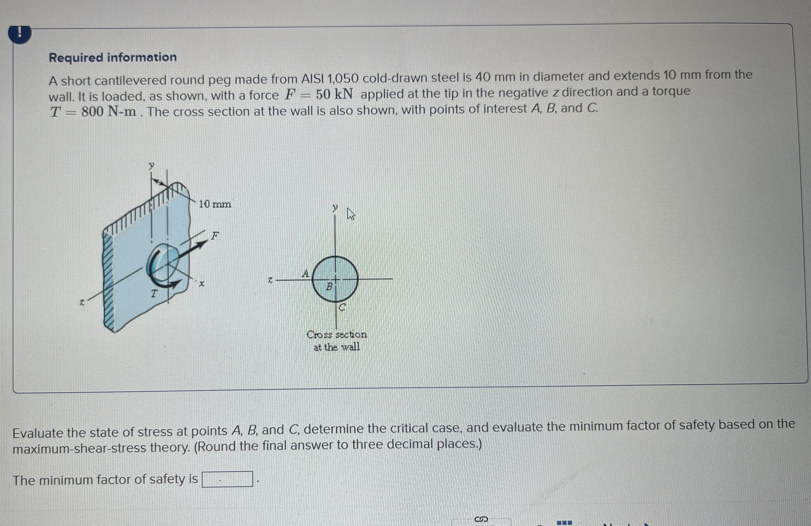 ! Required information A short cantilevered round