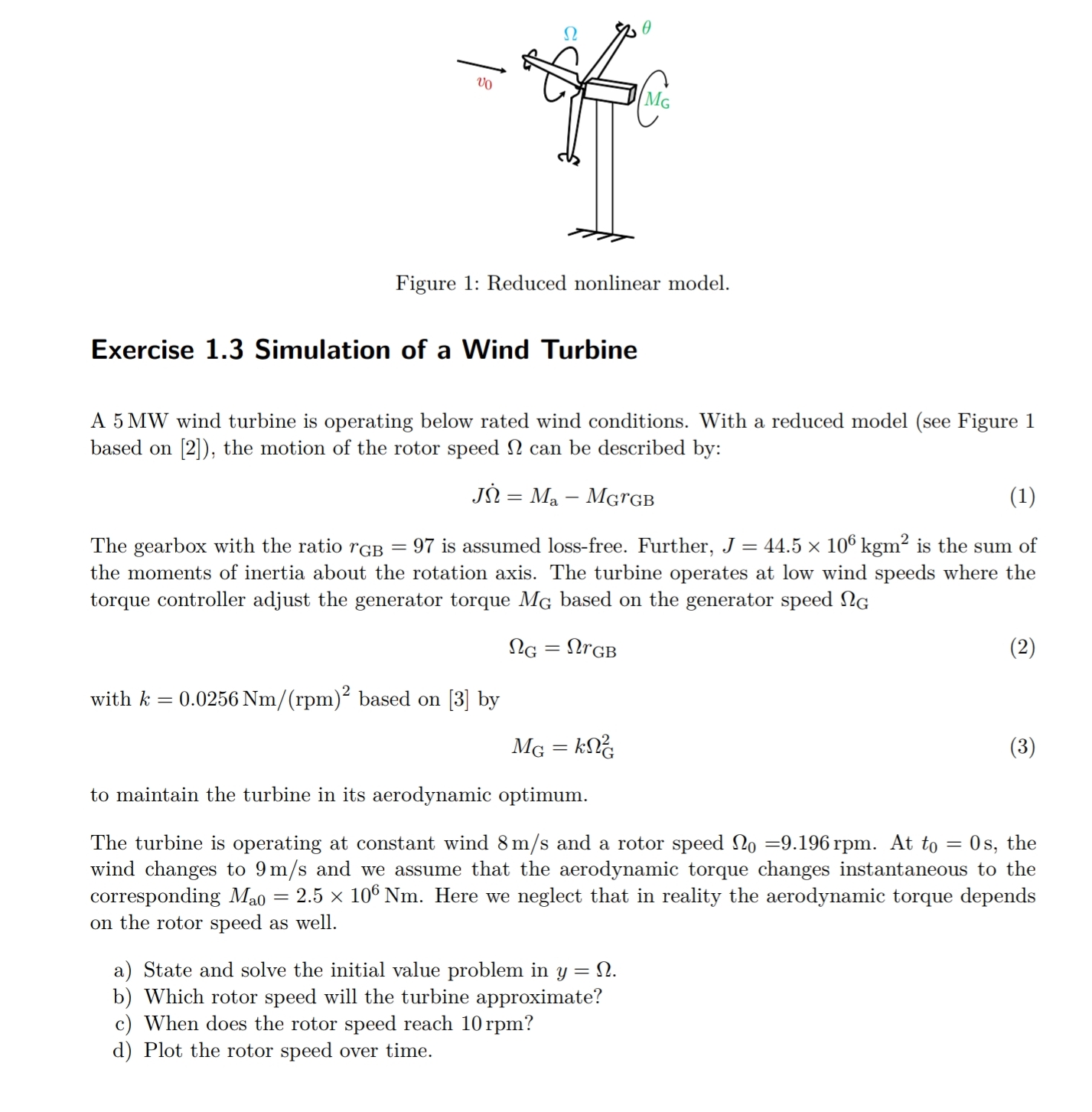 Figure 1 : Reduced nonlinear model. Exercise 1 .
