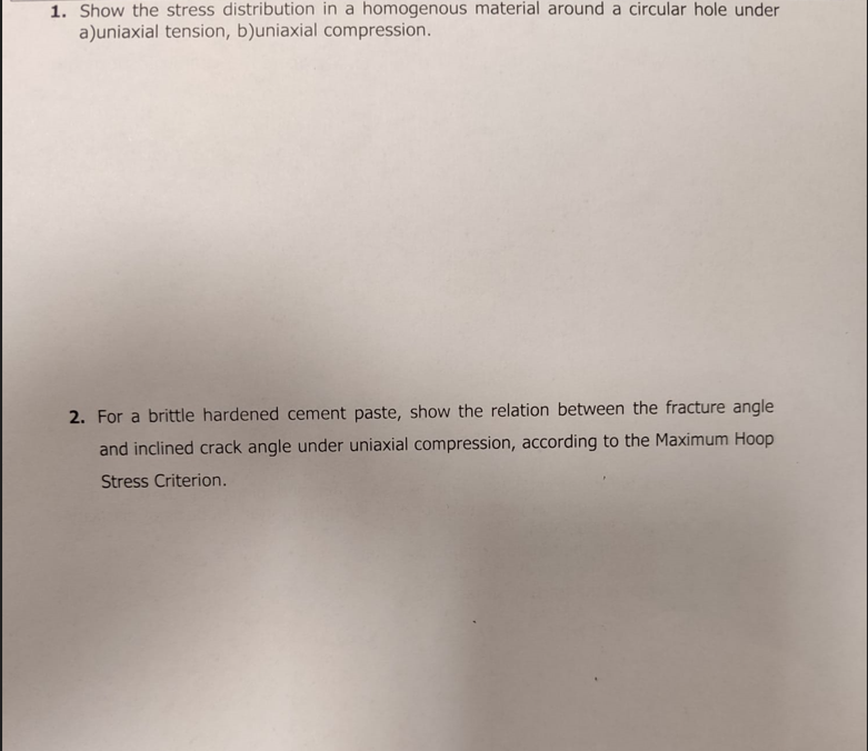 1 - ) Show the stress distribution in a