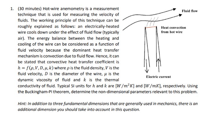 1 . ( 3 0 minutes ) Hot - wire anemometry is a
