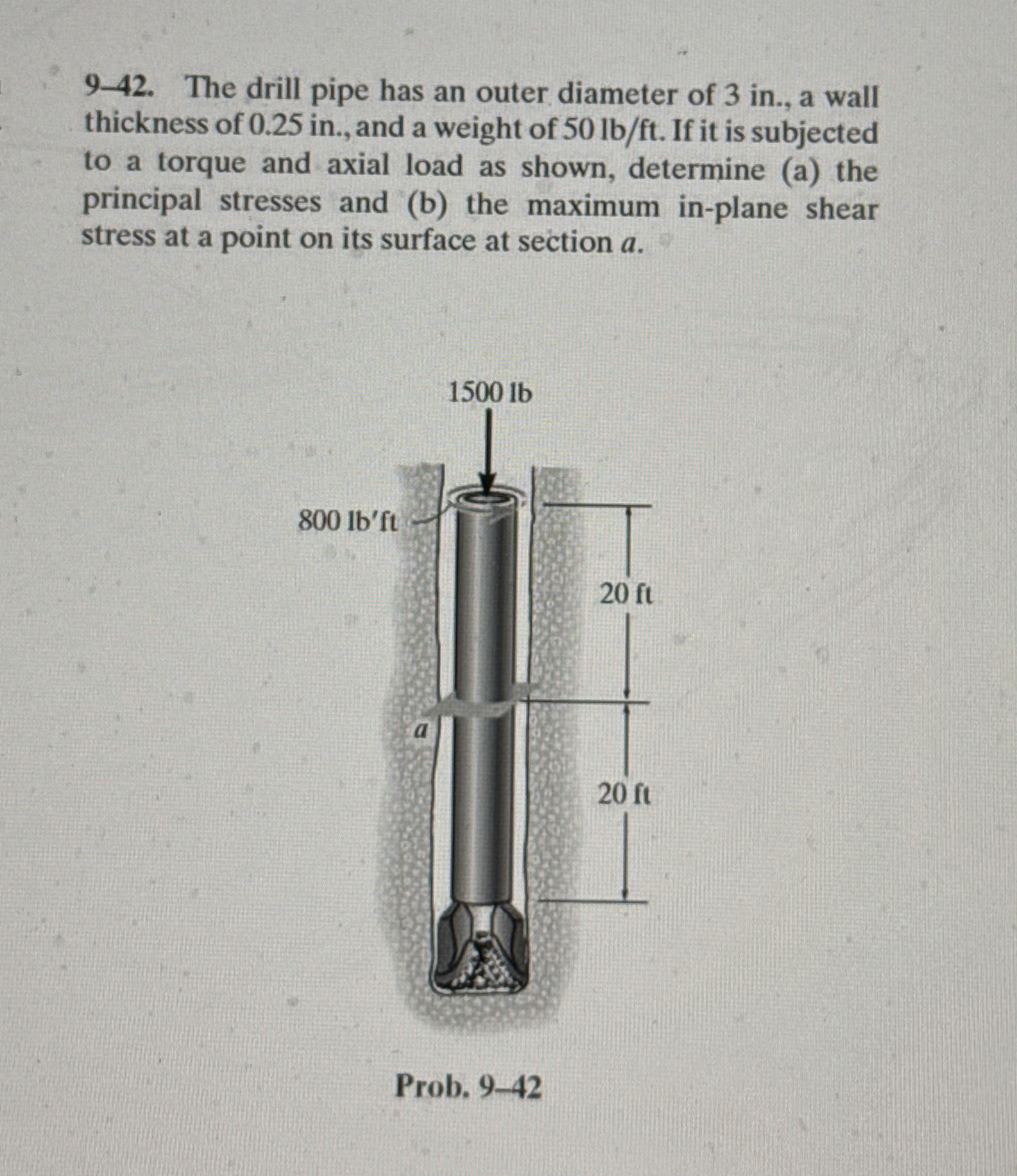 9 - 4 2 . The drill pipe has an outer diameter of