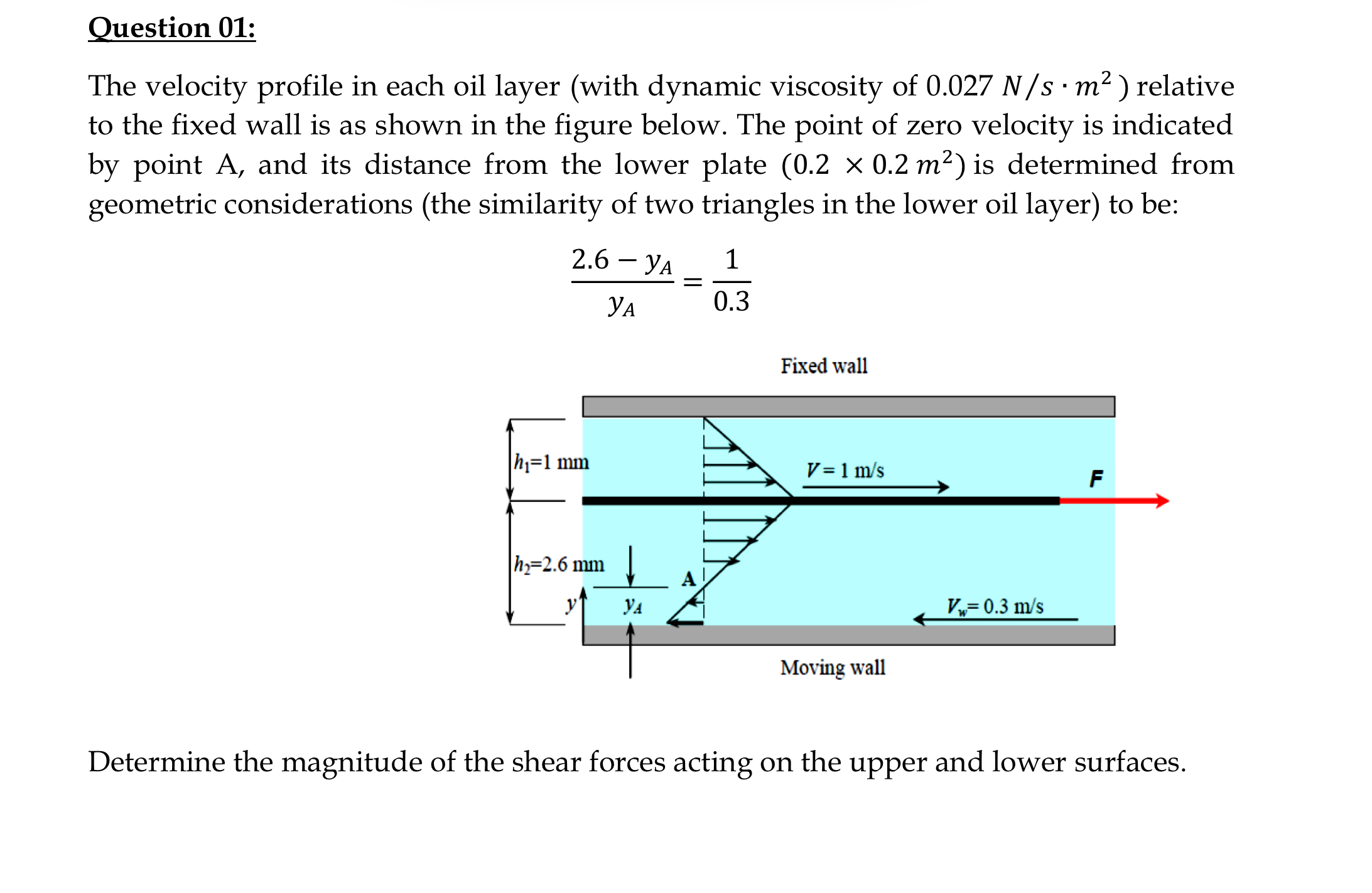 Question 0 1 : The velocity profile in each oil