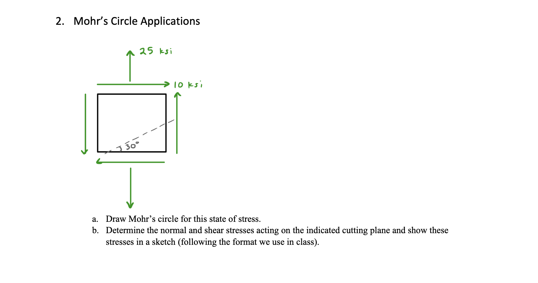 2 . Mohr's Circle Applications a . Draw Mohr's