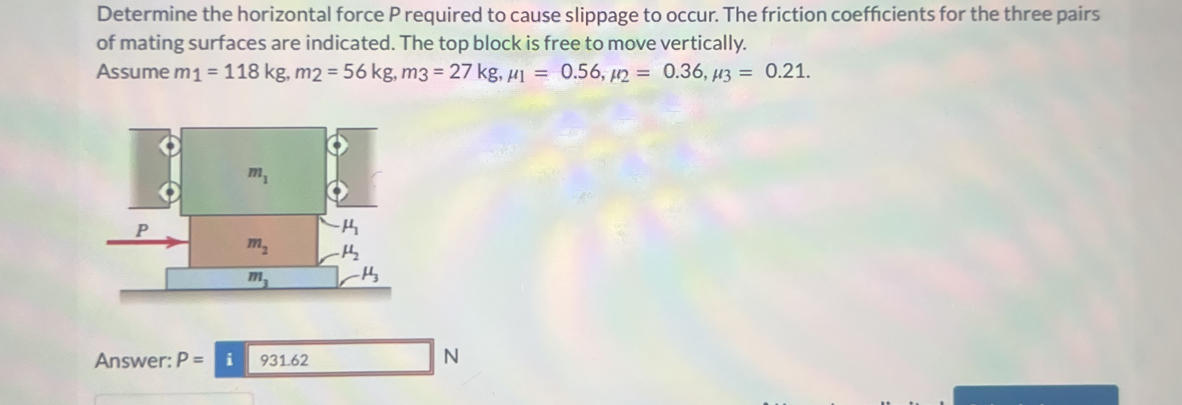 Determine the horizontal force Prequired to cause
