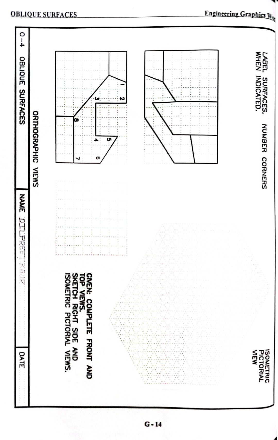 LABEL SURFACES. NUMBER CORNERS WHEN INDICATED.