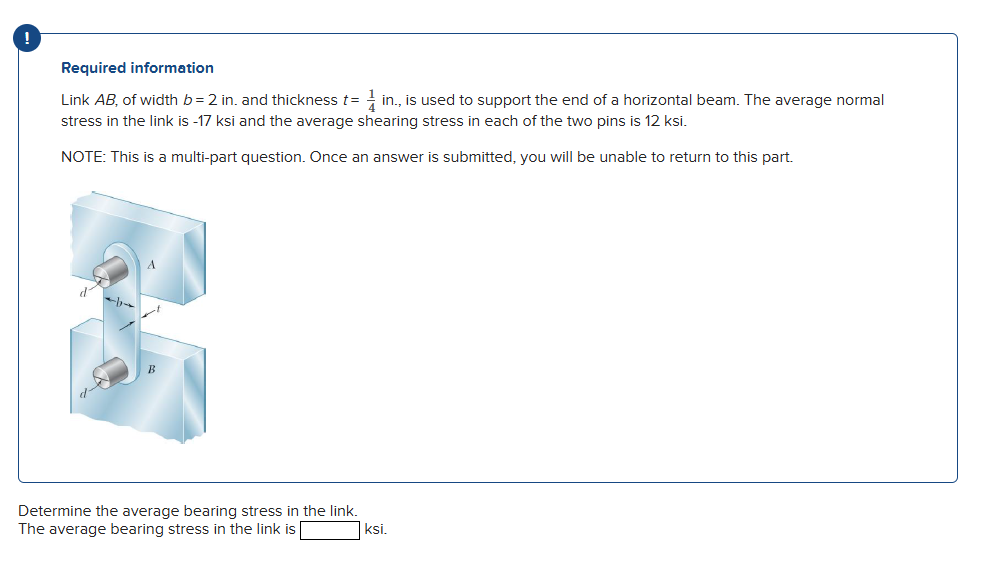 Required information Link A B , of width b = 2 in