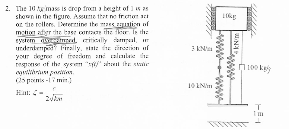 2 . The \ ( 1 0 \ mathrm { ~kg } / \ ) mass is