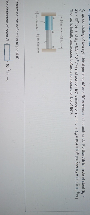A rod consisting of two cylindrical portions A B