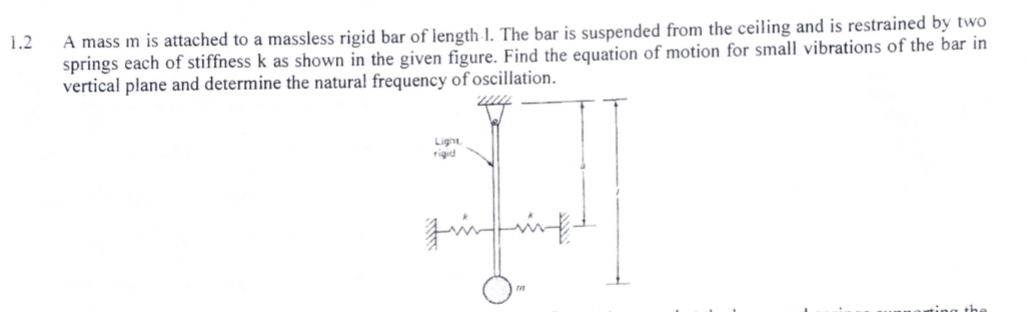 1 . 2 A mass m is attached to a massless rigid