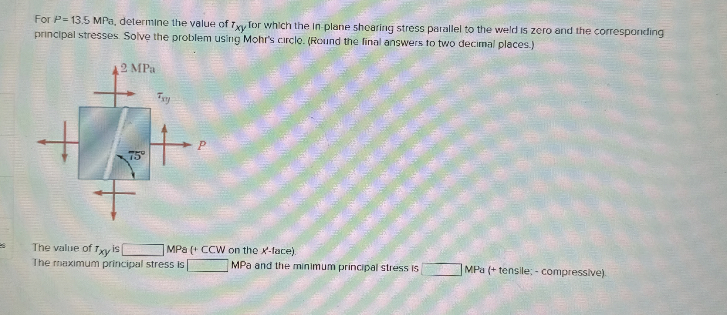 For P = 1 3 . 5 MPa, determine the value of x y