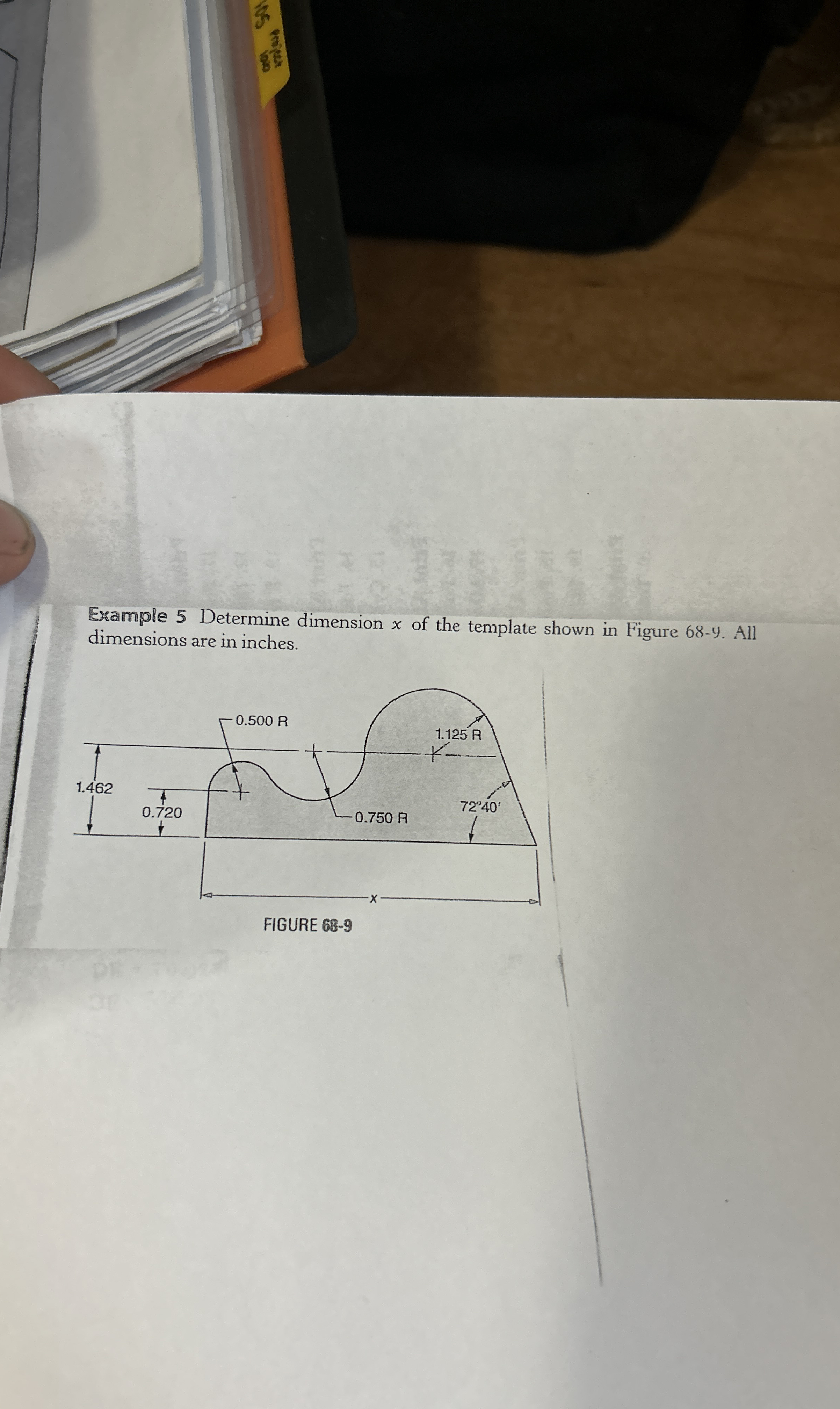 Example 5 Determine dimension x of the template