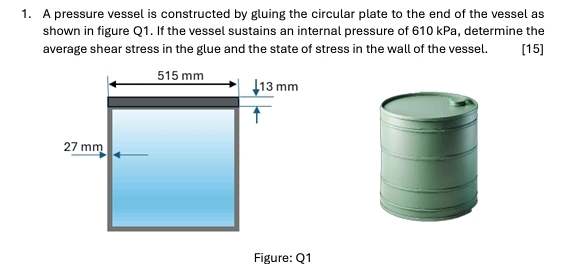 A pressure vessel is constructed by gluing the