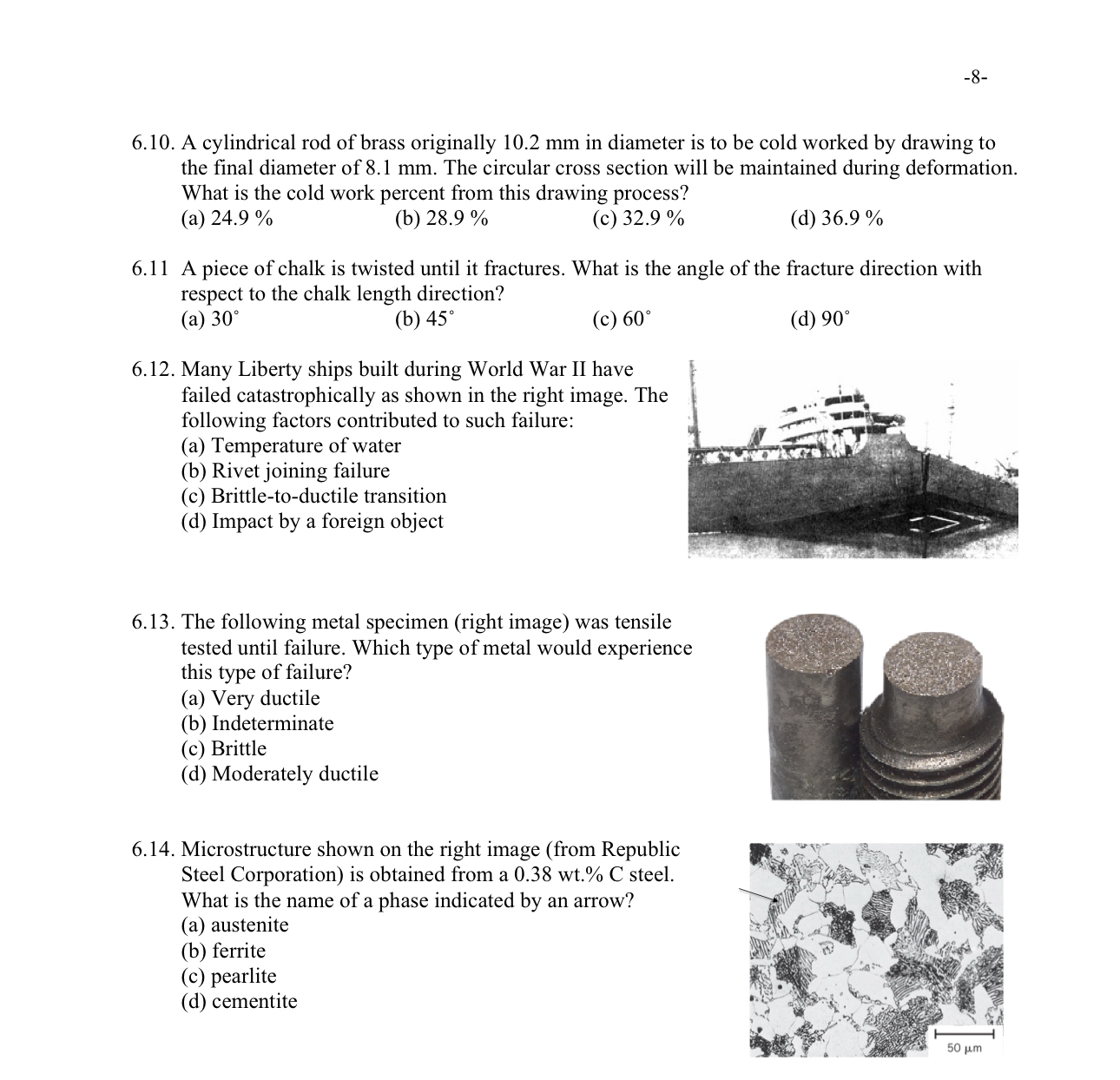 - 8 - 6 . 1 0 . A cylindrical rod of brass